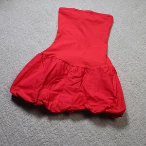 Wild Fable Rose Red Strapless Bubble Hem Mini Dress XXS Rose Red X0PK9G